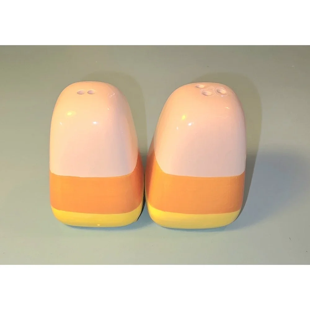 Retro Candy Corn Salt & Pepper Shakers Halloween Fall Summeroween Boo Bucket
